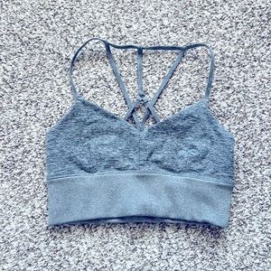 Alo pale blue heathered sports bra